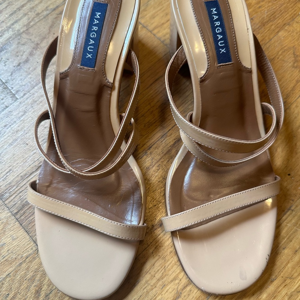 Margaux Two‑Tone Beige Strappy Heels like NEW